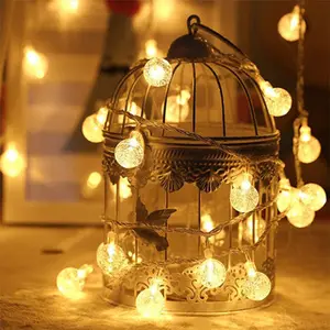 Nuevas decoraciones navideñas, luces LED navideñas cálidas, 2M alimentadas por batería, luces de cadena con forma de bola de cristal transparente para interiores