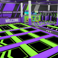 Équipement de parc de trampolines intérieur commercial, aire de jeux pour enfants, aire de jeux d'aventure avec fosse à mousse et toboggans