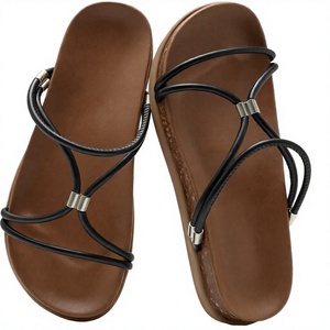 Sandales tongs sexy à lanières en tissu extensible antidérapant à semelles épaisses pour femmes - Product Image 3