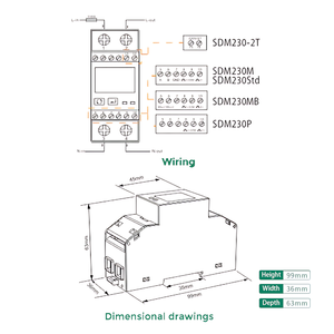 Duy nhất giai đoạn 2 đầu ra xung + modbus hai chiều năng lượng mặt trời DC năng lượng Meter RS485 kỹ thuật số thông minh Điện Meter - Product Image 4