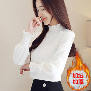 Women's Fleece Lined High Neck Sweater Loose Fit Casual Knit <b>Top</b> Red Winter Warm Base <b>Layer</b> Long Sleeve Soft Fashion <b>Top</b> - Product Image 2