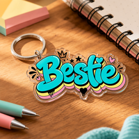 Porte-clés en plastique personnalisable de haute qualité, vente en gros, impression colorée, porte-clés transparent, porte-clés en acrylique avec logo personnalisé