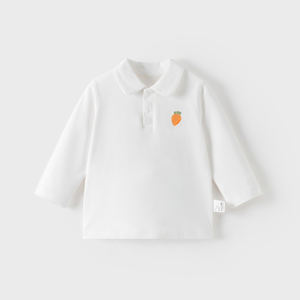 Camiseta de bebé, camisa base, polo con solapa para niños y niñas, de algodón puro, para primavera y otoño, top individual de manga larga para bebés, ropa de otoño. - Product Image 3