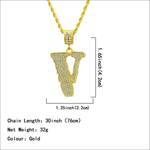 Collar con Colgante de Letra V de Diseño Innovador y Alta Calidad, Estilo Hiphop, Unisex, Joyería de Moda al por Mayor, Gran Venta 2026 - Product Image 5