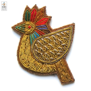 Fashion Creative Bullion Wire Handmade Embroidery <b>Large</b> Leaf Brooches Pins Bullion Silk Patch Custom Bird Shape Star 3D Wire - Product Image 3