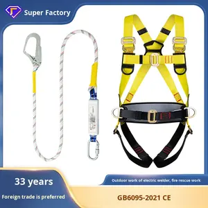 Dây đai an toàn toàn thân năm điểm tiêu chuẩn Châu Âu có đệm, móc đôi để bảo vệ chống ngã khi làm việc ở độ cao - Product Image 5