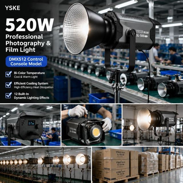 YSKE 500W COB LED Video Light Bi Color Aluminum Alloy Portable Studio Lighting APP Control for Photography OEM ODM Manufacturer