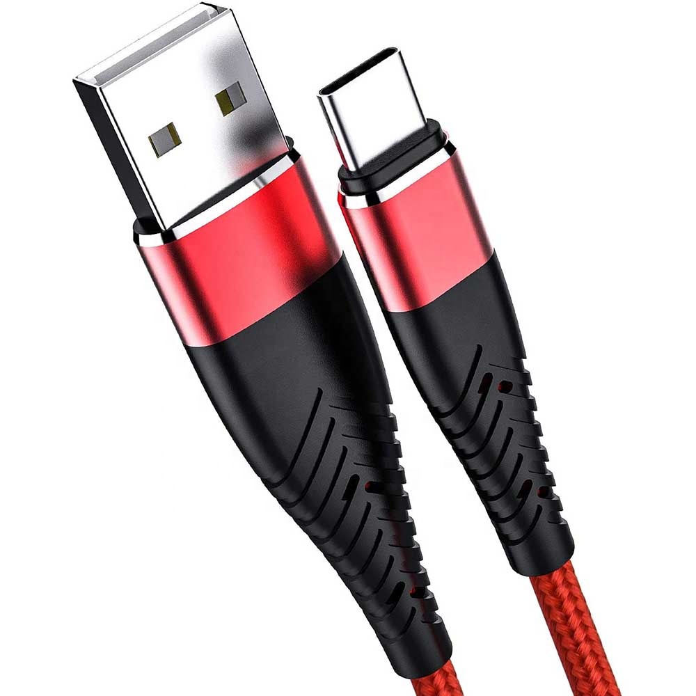 عالية الجودة نايلون نسج سريع الهاتف شاحن نوع C كابل بيانات 3A الشحن السريع حبل مضفر كابل USB C