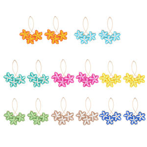 ต่างหูดอกไม้แฮนด์เมดสำหรับวันหยุดพักผ่อนของ2025ใหม่ต่างหูรูปดอกปาล์มสีสันสดใสน่ารักริมชายหาดสำหรับปาร์ตี้ของผู้หญิง - Product Image 2