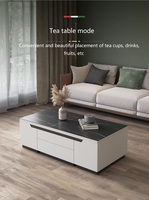 Petit salon simple et moderne avec table basse multifonctionnelle en verre trempé relevable et pliante