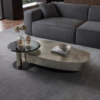 Table basse en acier inoxydable minimaliste italienne, design moderne et créatif pour villa de luxe, table basse en verre pour salon
