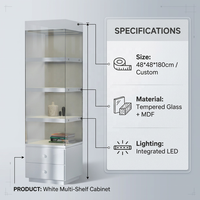 Vitrine de luxe en verre trempé pour magasin, construction robuste, sécurisée et verrouillable, blanche, pour bijoux et centres commerciaux