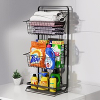 Vrijstaande Metalen Hangende Opbergbak Organizer Fruit Groente Metalen Draad Markt Uienmand Stand