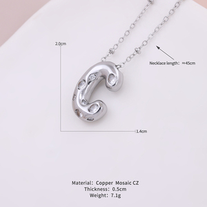 Ciondolo con scritta di moda in zircone personalizzato <span class=keywords><strong>24K</strong></span> placcato oro argento ottone rame catena gioielli collana - Product Image 4