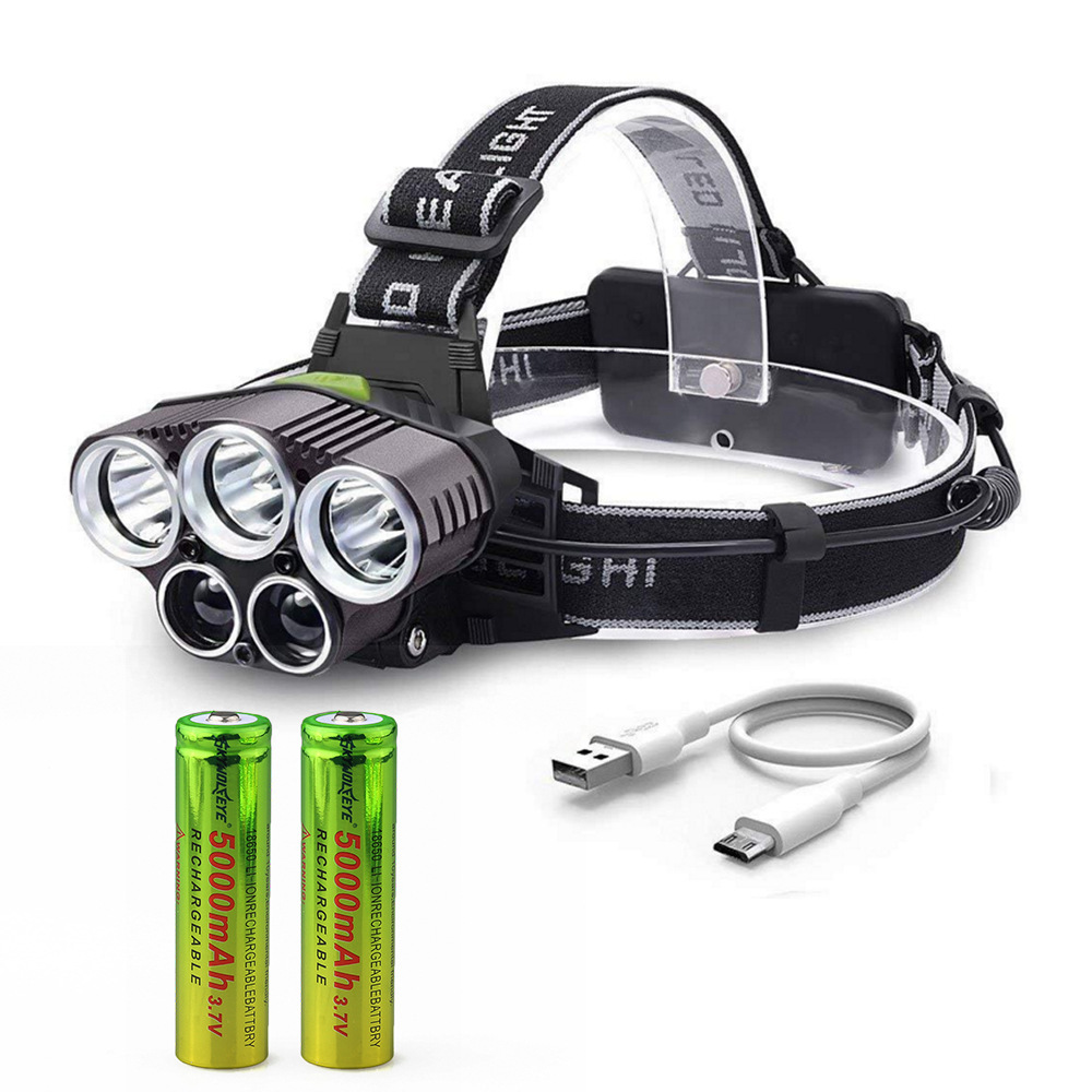 Cheap Price Super Bright IP65 Adjustable Angle Long Work Time Aluminum Alloy Strobe 6 Gears USB Rechargeable 5 LED Headlamp