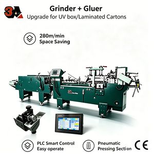 Min-500 Automatic Folder Gluer Grinder for UV Coated <b>Laminated</b> Cardboard Boxes Cold Folding Gluing Machine 250 M/min 220V/380V - Product Image 1