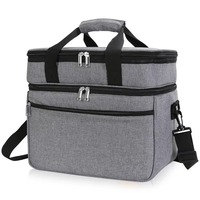 Sac isotherme à double compartiment avec logo personnalisé, sac à lunch portable, sac isotherme réutilisable avec bandoulière