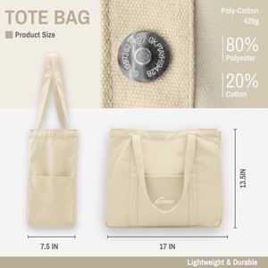 Bolsa de Compras de Lona de Algodón con Logotipo Personalizado al por Mayor, Bolsa de Mano Reutilizable Grande de Poliéster y Algodón de 12 oz - Product Image 3