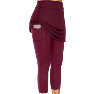 Pantaloni Leggings Yoga da donna a vita alta 2 pezzi Plus Size con tasche in tinta unita Spandex/Nylon con chiusura elastica in vita - Product Image 1