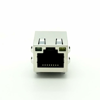 Connecteur RJ45 Soulin 1X1 Port 100 Mbps 8P8C Montage Vertical avec Patte de Verrouillage Boîtier Blindé Plaqué Or Bronze Phosphoré