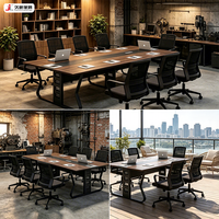 Table de réunion longue JIUSHUN pour bureau, travail d'équipe, luxe, grande taille, personnalisable, en bois et métal