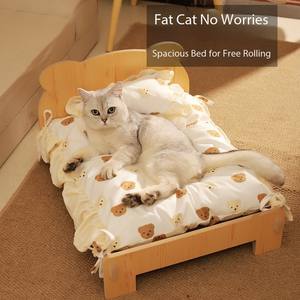 Massivholz Modern Cartoon Abnehmbares und wasch bares Katzen prinzessin Haustier bett für alle Jahreszeiten für Katzen und Hunde - Product Image 2