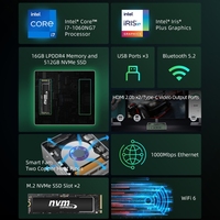 Mini PC BMAX B6 Power Win 11, 16 Go + 1 To, Intel Core I7-1060NG7, prise en charge H.D.M.I / RJ45, mini PC Win