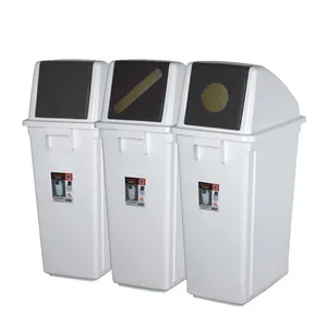 Lixeira de resíduos segregada reciclável plástico 3 compartimentos da cozinha
