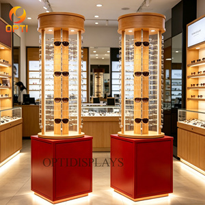 ชั้นวางแว่นกันแดดไม้แบบตั้งพื้นพร้อมไฟ LED สำหรับร้านแว่นตา - Product Image 3