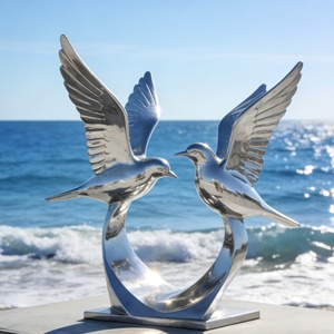 Sculpture d'oiseau abstraite de luxe sur mesure de grande taille en acier inoxydable, sculpture d'art moderne pour la décoration de jardin - Product Image 5