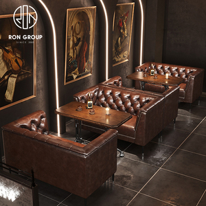 Chino personalizado cuadrado moderno lujo cafetería comercial cuero madera café restaurante Mesa muebles sofá cabina asientos - Product Image 3