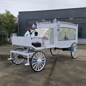 Chariot funéraire électrique blanc pour transport spécial de cercueil, type calèche à chevaux - Product Image 2