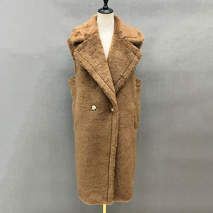 <span class=keywords><strong>Chaleco</strong></span> largo de piel de oveja, abrigo de lana 100%, sin mangas, de piel - Product Image 2