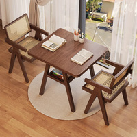 Conjunto de Mesa Pequeña y Sillas para Balcón de Madera Maciza para Apartamento Pequeño, Una Mesa y Dos Sillas, Juego Simple de Mesa y Sillas de Té para el Ocio en el Hogar