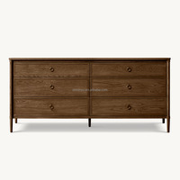 Commode moderne de luxe à 6 tiroirs en chêne Commode en bois massif pour la maison Chambre à coucher Meubles de rangement Caractéristiques