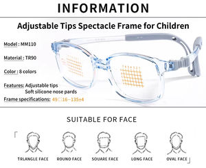 새로운 유행 유연한 경첩 사원 안전 안경 기하학적 패턴 실리콘 TR90 어린이 블루 안티 라이트 안경 프레임 - Product Image 5