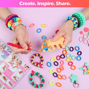 Kit de fabrication de bracelets élastiques en tissu (plus de 1000 pièces) – Loisirs créatifs <span class=keywords><strong>pour</strong></span> filles de 8 <span class=keywords><strong>à</strong></span> 12 ans – Bandes de tissage <span class=keywords><strong>pour</strong></span> <span class=keywords><strong>métier</strong></span> <span class=keywords><strong>à</strong></span> <span class=keywords><strong>tisser</strong></span> – Jouets DIY – Cadeaux d'anniversaire <span class=keywords><strong>pour</strong></span> enfants - Product Image 4