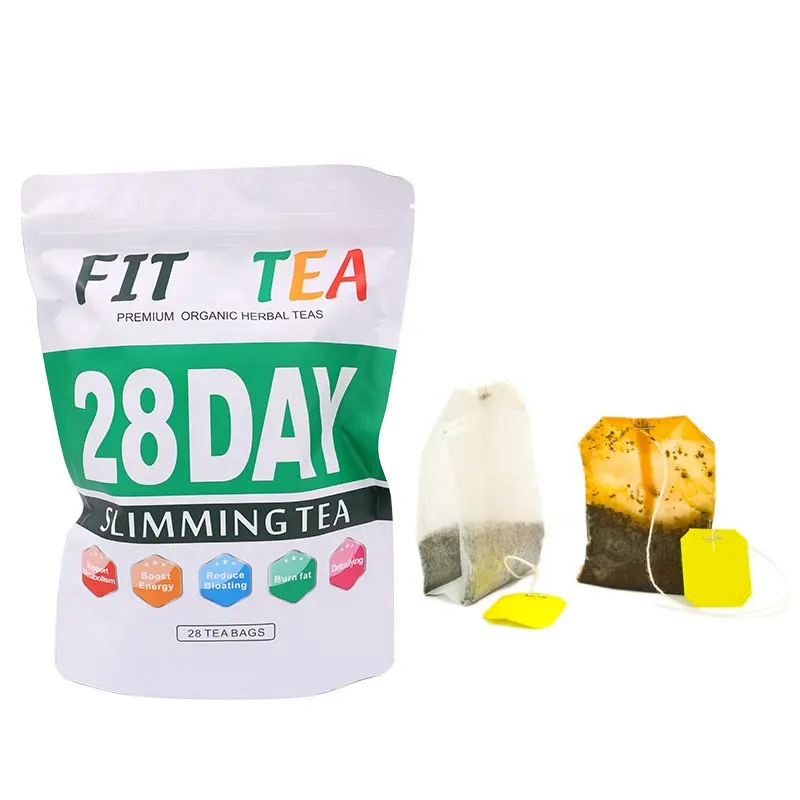 Pelangsing cepat Label pribadi 28 hari detoks perut datar pas hijau Herbal Minceur kustom kantung teh penurun berat badan