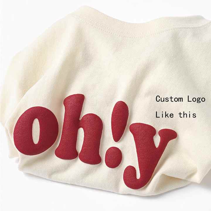 250 Gsm Supima Cotton T Shirt for Men With Logo Tee Short Sleeve Men Custom 3d Foam Puff Print Graphic T Shirt Puff Print