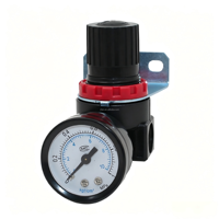 Régulateur de pression d'air AR2000 avec manomètre, port 1/4'', vanne de réduction de pression pneumatique pour le traitement des sources d'air