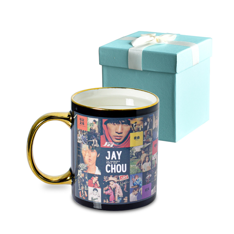 Caja de regalo de una sola taza chapada en oro