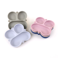 Produits pour bébés en forme d'animal de dessin animé, couverts en silicone de qualité alimentaire, vaisselle pour bébés, bol à ventouse, assiette, tasse, couverts, ensemble de vaisselle
