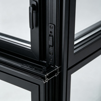Fenêtre à battant en aluminium noir |   Panneau central fixe avec ouvertures latérales |   Double vitrage à rupture de pont thermique |   pour les villas modernes
