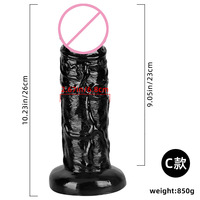 Vente en gros usine : Dildo géant réaliste noir en PVC, sans testicules, base large, jouet anal gay BDSM, fournisseur OEM en gros