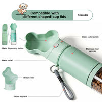 Botol Air Minum Anjing & Kucing Portabel 3-in-1 Tutup Bentuk Tulang, Anti Air, Ramah Lingkungan, Stainless Steel 14 oz, Logo Dapat Disesuaikan