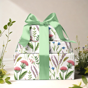 Factory Supply Wild Lavender Thistle Wrapping <b>Paper</b> Light Pastel Floral Design For Holiday Present Handmade Craft Packing <b>Roll</b> - Product Image 2