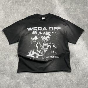 <span class=keywords><strong>Camiseta</strong></span> al por Mayor con Estampado de Jarabe para la Tos, <span class=keywords><strong>Camiseta</strong></span> de Algodón Grueso, Estilo Holgado, Desgastado, Estilo Pro Club, Camisetas Gráficas para Hombre - Product Image 3