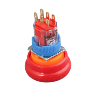 Interruptor de botón pulsador de parada de emergencia de plástico HBAN de 16mm para PC, símbolo de parada, interruptor de enganche 2no2nc IP65 - Product Image 2