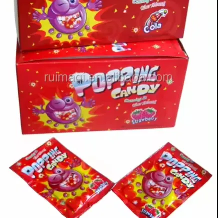 Embalagem individual Halal e BRC atacado 1gX50pcsX12 caixas doces doces sabor frutado estourando doces com tatuagem