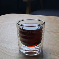 Ensemble de tasses en verre à double paroi élégantes et résistantes à la chaleur, fabriquées à la main, sans plomb, pour un usage domestique, 80 ml, 150 ml, 350 ml